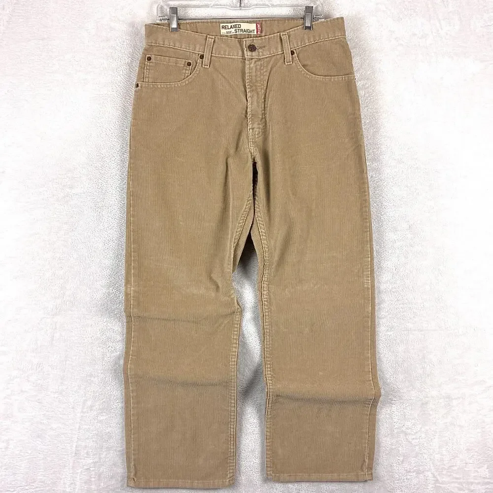 VTG Levis 559 Pants Men 33x30 Beige Corduroy Relaxed Straight Baggy Skate Y2K